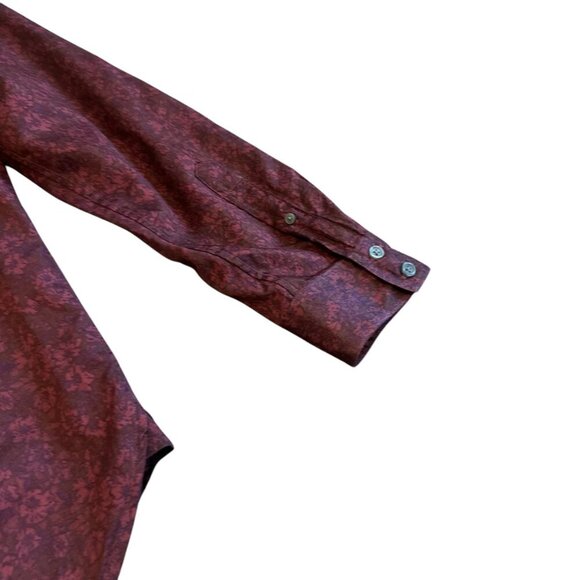 John Varvatos Burgundy Button-Down Shirt 100% Cotton Print Long Sleeve Size XL - Picture 9 of 12